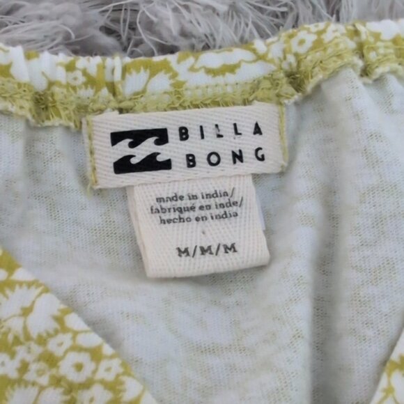 Billabong floral short bubble sleeve smocked spring air crop top - Picture 7 of 8